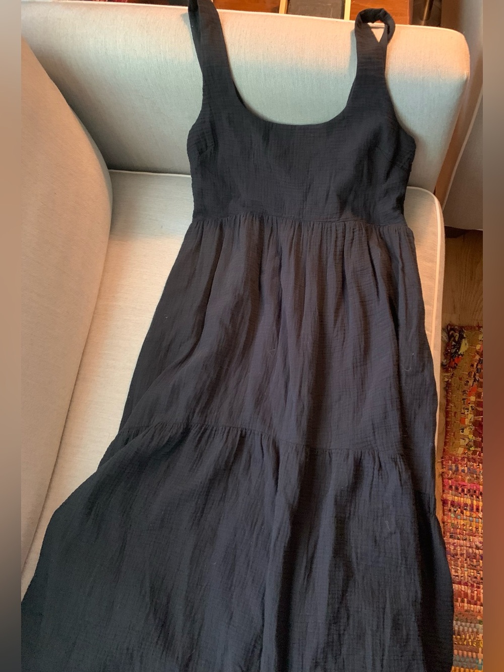 Calvin Klein Black Sleeveless Tiered Maxi Dress